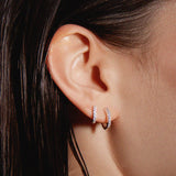 Pave Huggie Hoops- Silver