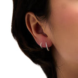 Pave Huggie Hoops- Silver