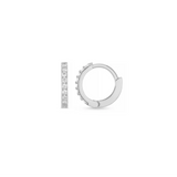 Pave Huggie Hoops- Silver