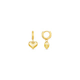 Heart Charm Huggies- Gold