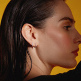 Pave Huggie Hoops- Silver