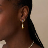 Baguette and Metal Teardrop Earrings
