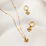 Lucky Clover Charm Hoops