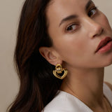 Interlocking Textured Heart Hoops