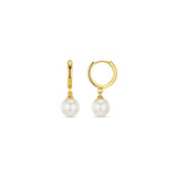 Pearl Drop Huggie Earrings - Gold