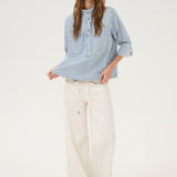 Lara Boxy Blouse - Light Blue