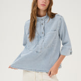 Lara Boxy Blouse - Light Blue