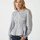 Mocca Smock Check Blouse