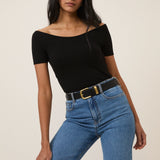 Black Bardot Top