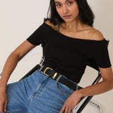 Black Bardot Top