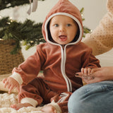 Velour Zip Jumpsuit- Cranberry