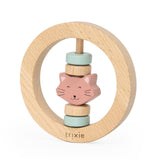 Wooden Round Rattle- Mrs Cat