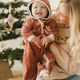 Velour Zip Jumpsuit- Cranberry