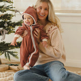 Velour Zip Jumpsuit- Cranberry