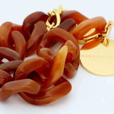 Flat Chain Bracelet- Cognac Marble