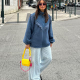 Fall Teddy Jacket - Dusty Blue