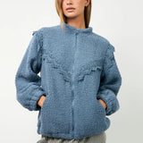 Fall Teddy Jacket - Dusty Blue