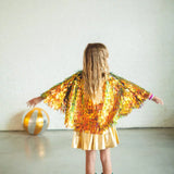 Holographic Fringed Cape- Gold