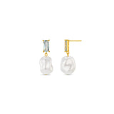 Baguette and Pearl Drop Earrings