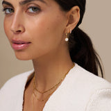 Pearl Drop Huggie Earrings - Gold