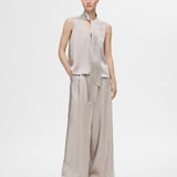 Selene Wide Satin Pants - Dove