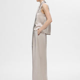 Selene Wide Satin Pants - Dove