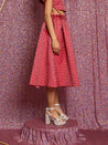 Flower Power Jacquard Midi Skirt - Ruby Red