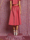Flower Power Jacquard Midi Skirt - Ruby Red