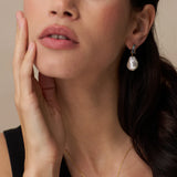 Baguette and Pearl Drop Earrings
