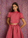 Flower Power Jacquard Crop Top - Ruby Red
