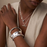 Polished Hammered Bangle- Silver