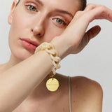 Flat Chain Bracelet - Latte Marble