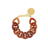 Flat Chain Bracelet- Cognac Marble