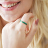 Green Enamel Crystal Ring in Gold