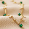 Semi-Precious Stone Green Beaded Droplet Necklace in Gold