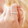 White Enamel Crystal Ring in Gold