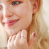 White Enamel Crystal Ring in Gold