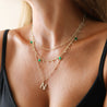 Semi-Precious Stone Green Beaded Droplet Necklace in Gold