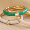 White Enamel Crystal Ring in Gold