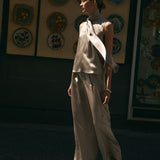 Selene Wide Satin Pants - Dove