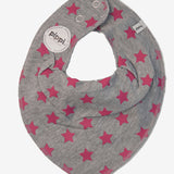 Bandana Bib - Grey/Pink Stars